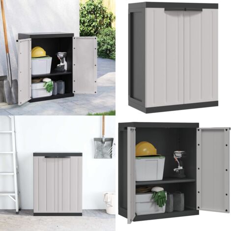 Gartenschrank Grau und Schwarz 65x37x85 cm PP - Gartenschrank grau schwarz - Gartenschrank PP