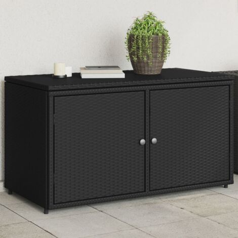 Gartenschrank Schwarz 110x55x60,5 cm Poly Rattan CFW270576