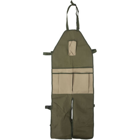 Gartenschürze mit mehreren Taschen, schmutz- und abriebfest, tragbar für Töpfer und Tätowierer, khakigrüne Nähte