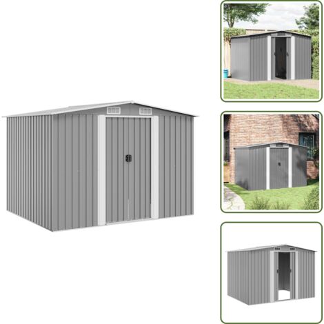 Gartenschuppen & Geräteschuppen - Living Gartenschuppen Grau Metall 257 x 205 x 178 cm