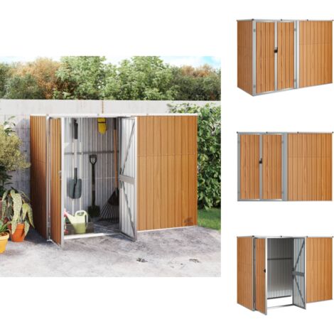 Gartenschuppen & Geräteschuppen - Living Gerätehaus Braun 225x89x161 cm Verzinkter Stahl