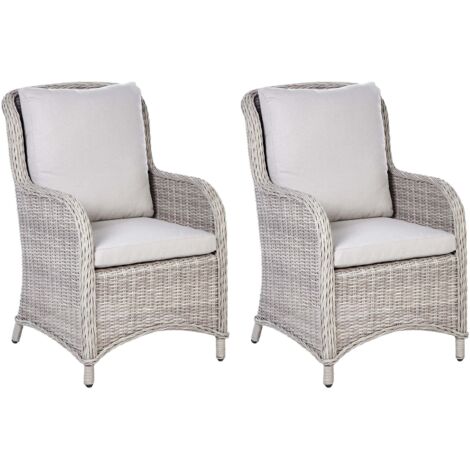 Gartensessel 2er Set CASCAIS Polyrattan Beige