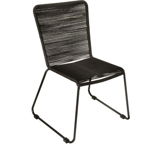 Gartensessel Gartenstuhl Outdoor-Seilstuhl Farbe Schwarz mit Eisen-Gestell in schwarz ISRA