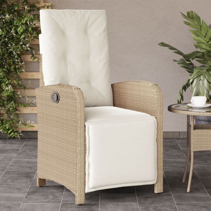 Gartensessel Mit Fußteil Verstellbar Beige Poly Rattan - Vidaxl