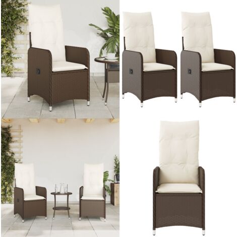 Gartensessel mit Kissen 2 Stk. Verstellbar Braun Poly Rattan - Gartenstuhl - Liegesessel - Lounge Chair - Gartenmöbel - Rattan Sessel - Home & Living