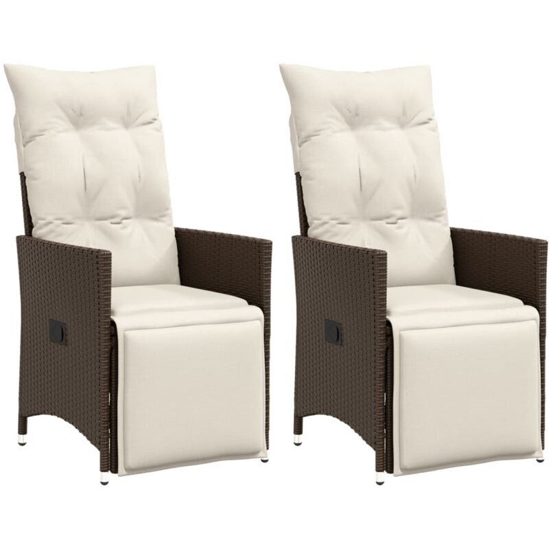 Vidaxl Gartensessel Mit Kissen 2 Stk. Verstellbar Braun Poly Rattan