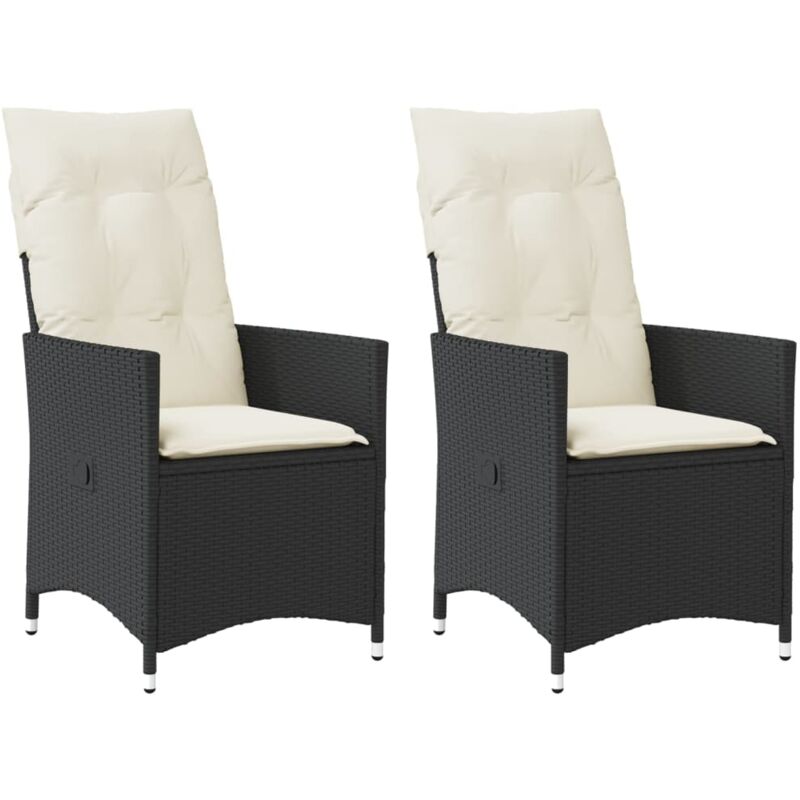 Gartensessel Mit Kissen 2 Stk. Verstellbar Schwarz Poly Rattan - Vidaxl