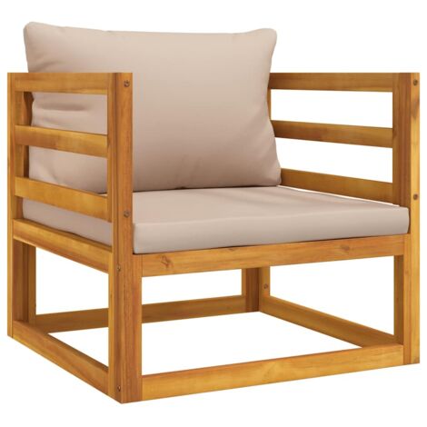 Gartensessel mit Kissen Taupe Massivholz Akazie vidaXL