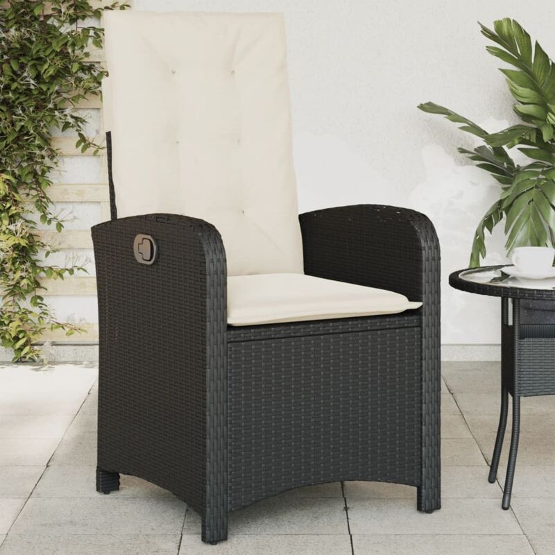 Vidaxl - Gartensessel Verstellbar Mit Kissen Schwarz Poly Rattan