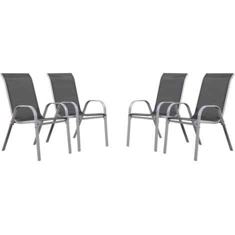 Gartensessel Textilen Cordoba - Phoenix- 4er-Set- Dunkelgrau / Silber