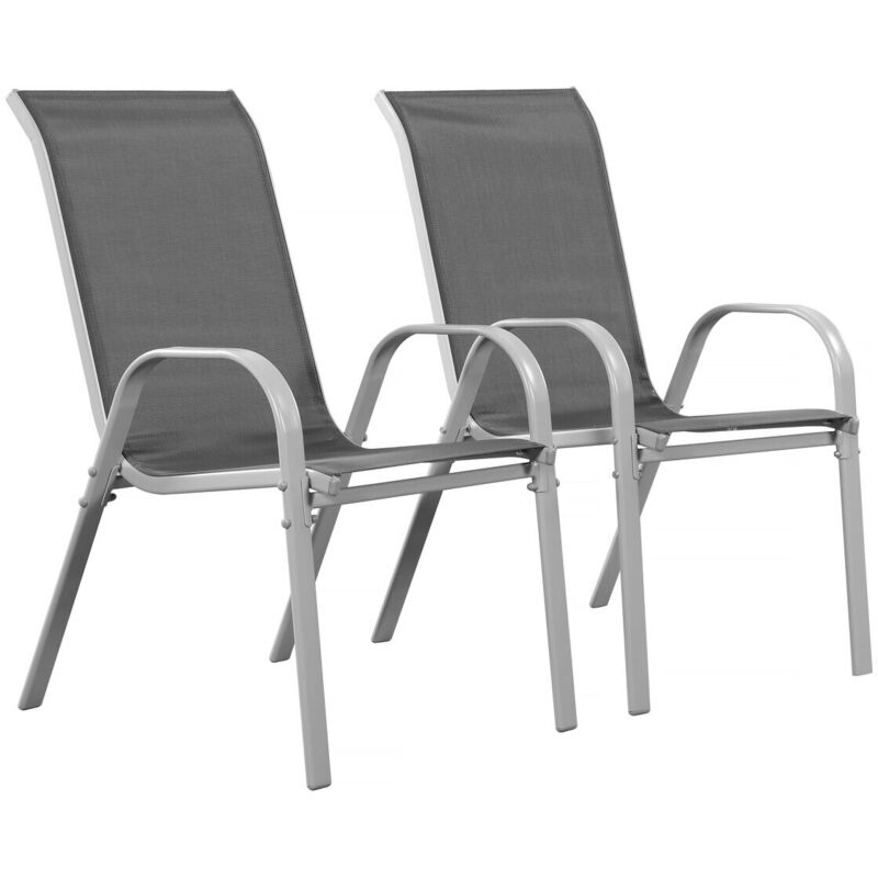 Habitat Et Jardin - Gartensessel Textilen Cordoba - Phoenix - Dunkelgrau / Silber- 2er-set