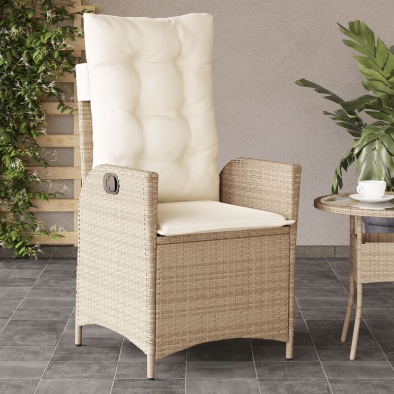 Vidaxl - Gartensessel Mit Kissen Verstellbar Beige Poly Rattan