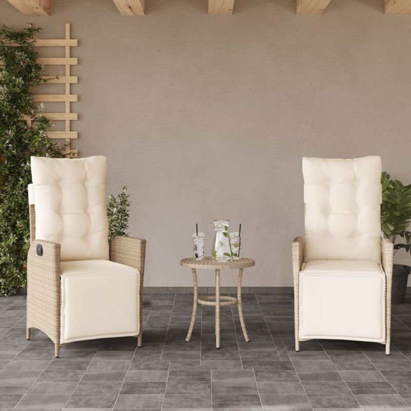 Vidaxl - Gartensessel Mit Fußteil 2 Stk. Verstellbar Beige Poly Rattan