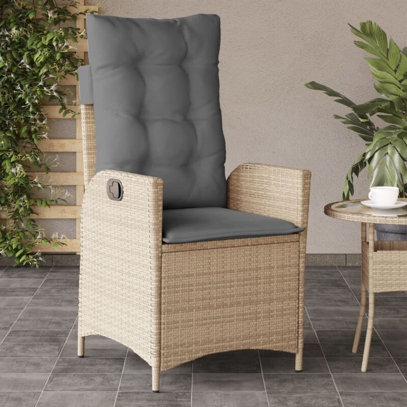 Vidaxl - Gartensessel Mit Kissen Verstellbar Beigemischung Poly Rattan