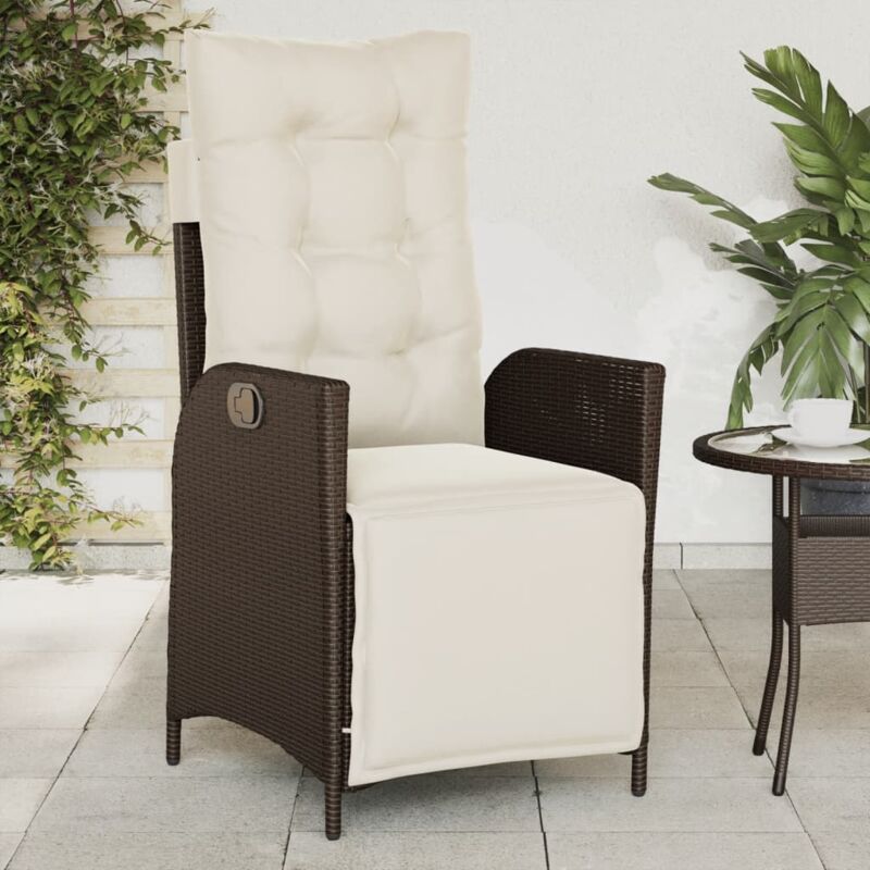 Vidaxl Gartensessel Mit Fußteil Verstellbar Braun Poly Rattan