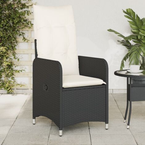 Gartensessel Verstellbar mit Kissen Schwarz Poly Rattan vidaXL