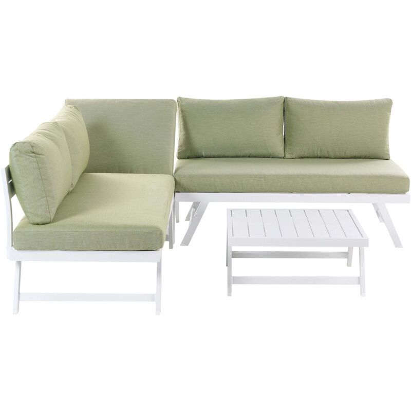 Beliani Gartenset Grün Aluminium Polyester 5-sitzer 2 Sofas Und Tisch Einstellbare Rückenlehne Terrasse Garten Outdoor Modern