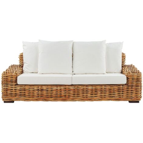 Gartensofa 3-Sitzer FORLI Rattan Naturfarben