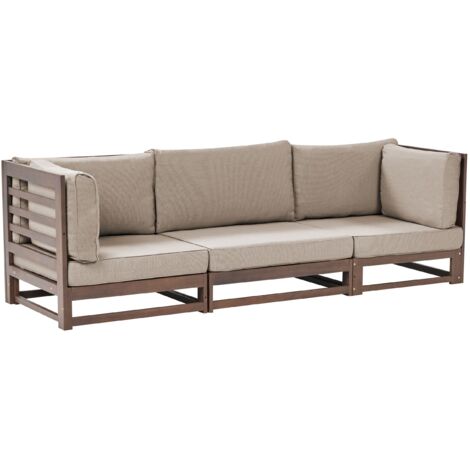 Gartensofa 3-Sitzer TRANI modular zertifiziertes Akazienholz Dunkelbraun