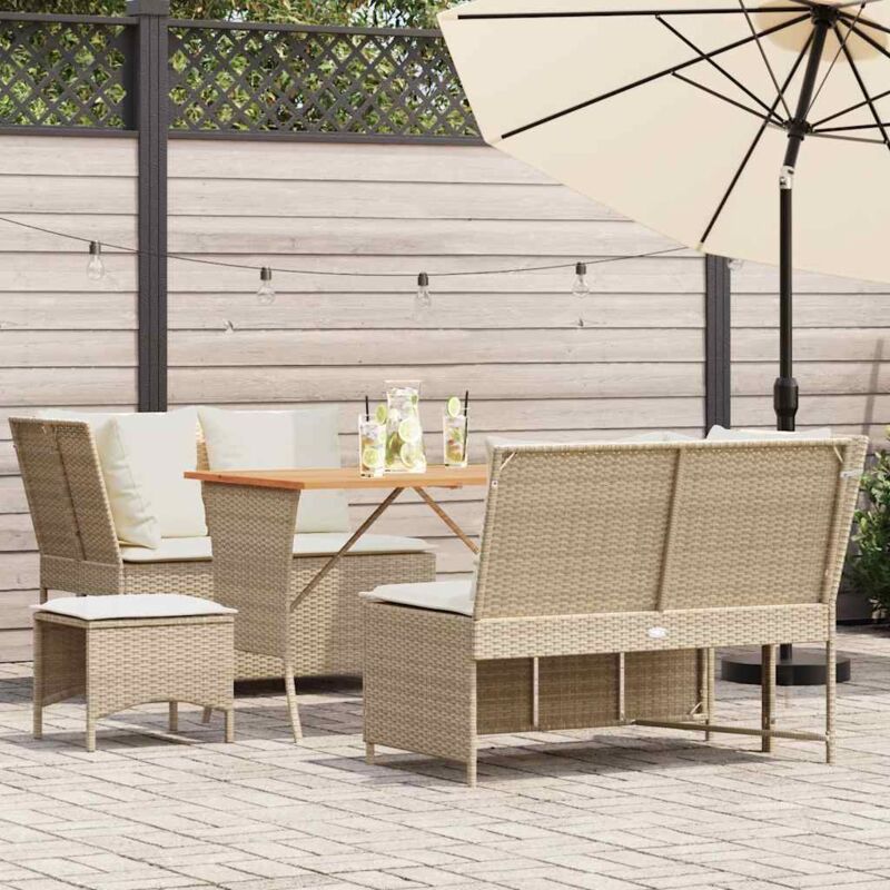 5-tlg. Garten-sofagarnitur Mit Kissen Beige Poly Rattan - Vidaxl