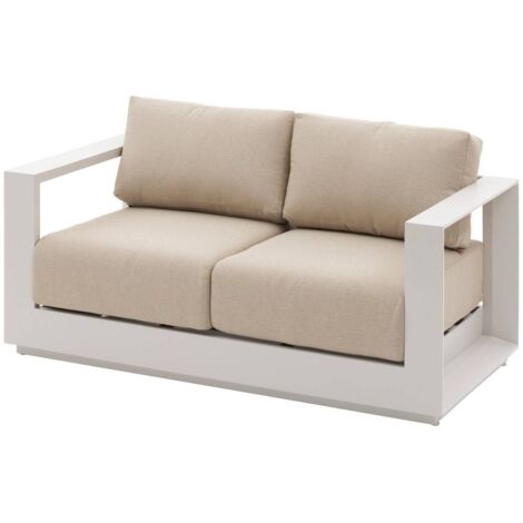 Gartensofa Allure Hafer & Zebrano Beige 2-Sitzer aus Aluminium und Polyester - Hespéride
