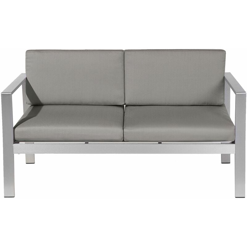 Gartensofa Dunkelgrau Aluminium 2-Sitzer Auflagen Outdoor - Grau