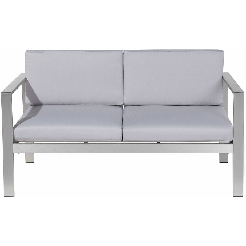 Gartensofa Hellgrau Aluminium 2-Sitzer Auflagen Outdoor - Grau
