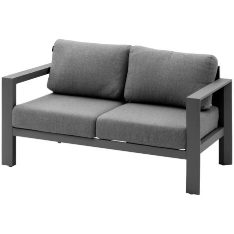Gartensofa Evasion graphit 2-Sitzer aus Aluminium und Olefin - Hespéride