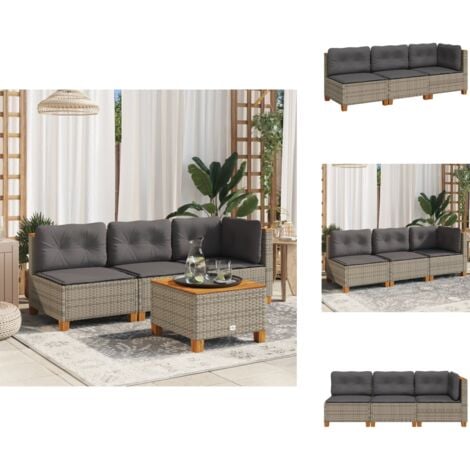 Gartensofa mit Kissen 3-Sitzer Grau Poly Rattan - Gartensofa - Outdoor Möbel - Gartenmöbel - Lounge Set - Rattan Gartenmöbel