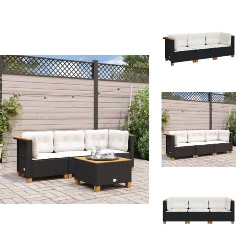 Gartensofa mit Kissen 3-Sitzer Schwarz Poly Rattan - Gartensofa - Outdoor Möbel - Lounge Set - Balkonmöbel - Esszimmerset