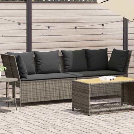 Gartensofa mit Kissen Grau Poly Rattan vidaXL953401
