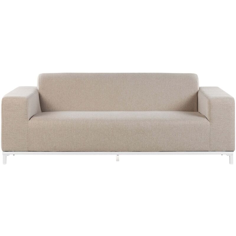 Beliani - Sofa Beige / Weißes Gestell Polsterbezug Indoor & Outdoor Wohnzimmer Salon Balkon Terrasse