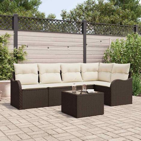 Gartensofa-set 6 pcs Braun Poly-Rattan vidaXL