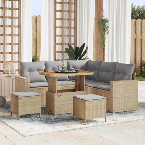 Gartensofa-set 8 pcs Beige Poly-Rattan vidaXL