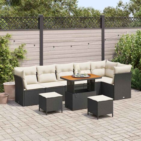 Gartensofa-set 9 pcs Schwarz Poly-Rattan vidaXL