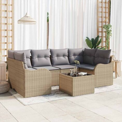 Gartensofa-set Beige 55 x 55 x 37 cm Poly-Rattan vidaXL
