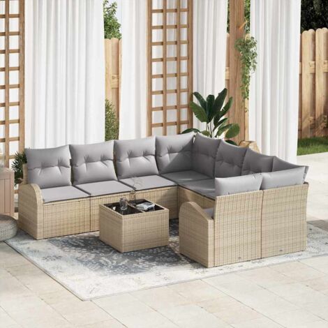 Gartensofa-set Beige 55 x 55 x 37 cm Poly-Rattan vidaXL