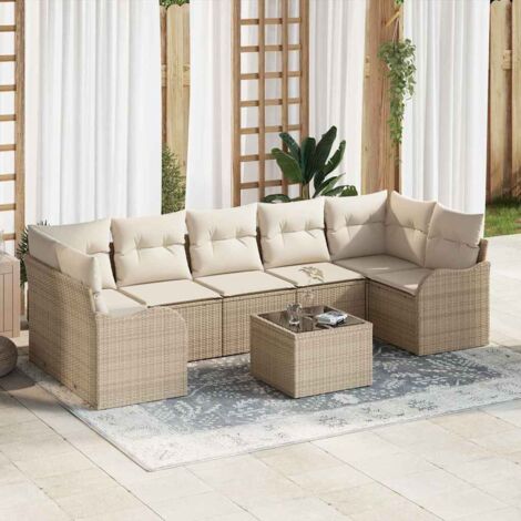 Gartensofa-set Beige 55 x 55 x 37 cm Poly-Rattan vidaXL