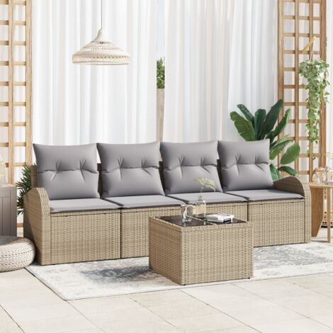 Gartensofa-set Beige 55 x 55 x 37 cm Poly-Rattan vidaXL