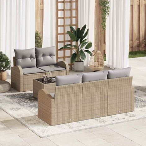 Gartensofa-set Beige 55 x 55 x 37 cm Poly-Rattan vidaXL