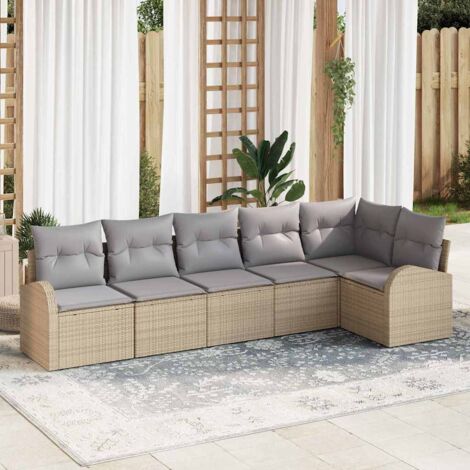 Gartensofa-set Beige Poly-Rattan vidaXL