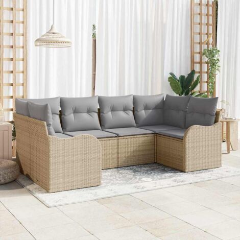 Gartensofa-set Beige Poly-Rattan vidaXL