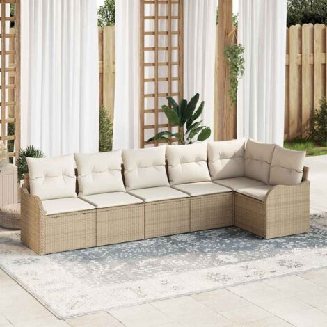 Gartensofa-set Beige Poly-Rattan vidaXL
