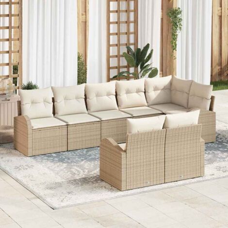 Gartensofa-set Beige und Creme 55 x 55 x 37 cm Poly-Rattan vidaXL