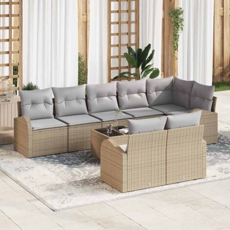 Gartensofa-set Beige und Grau 55 x 55 x 37 cm Poly-Rattan vidaXL