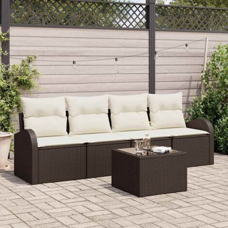 Gartensofa-set Braun 55 x 55 x 37 cm Poly-Rattan vidaXL