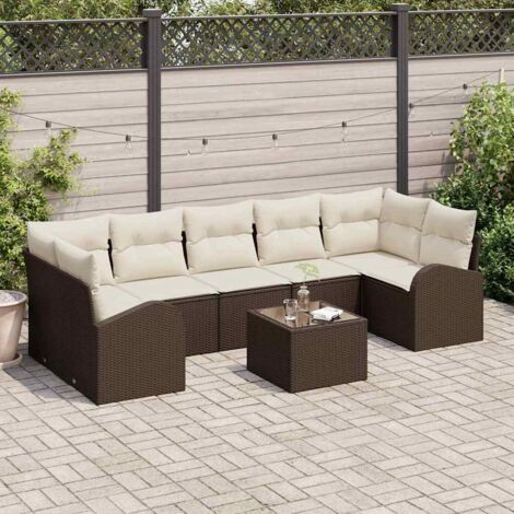 Gartensofa-set Braun 55 x 55 x 37 cm Poly-Rattan vidaXL