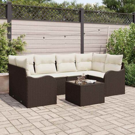 Gartensofa-set Braun 55 x 55 x 37 cm Poly-Rattan vidaXL