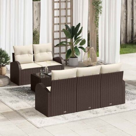 Gartensofa-set Braun 55 x 55 x 37 cm Poly-Rattan vidaXL