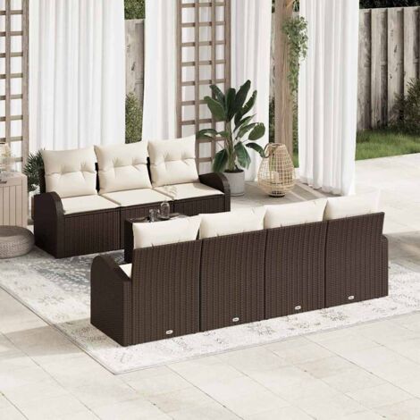 Gartensofa-set Braun 55 x 55 x 37 cm Poly-Rattan vidaXL